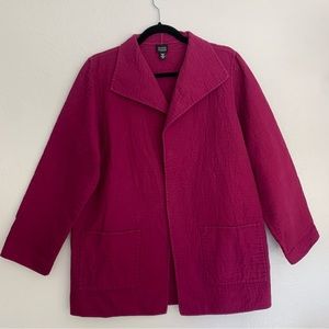 Eileen Fisher Purple Cotton Twill Minimalist Work Casual Gauzy Jacket Sz Medium